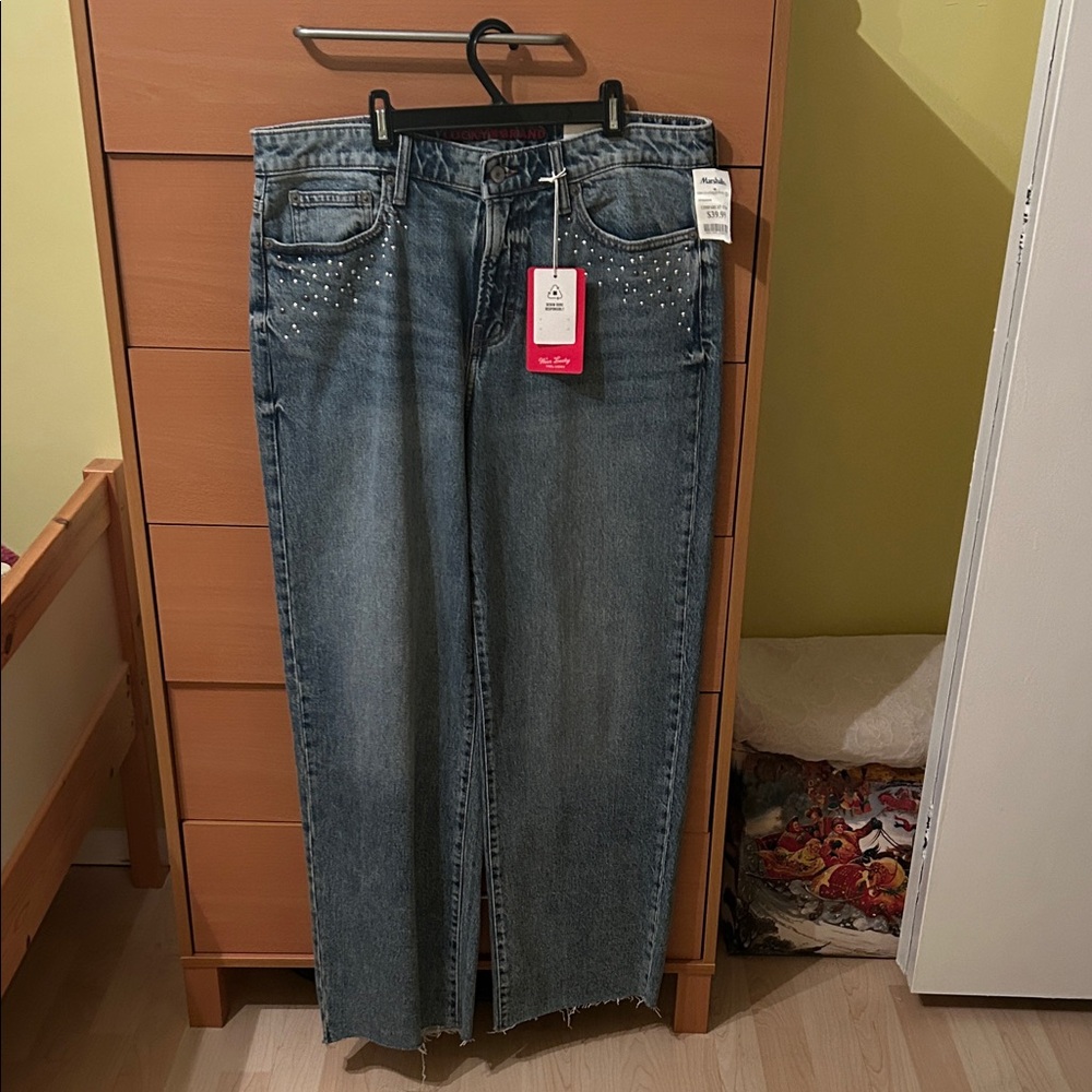 Lucky Brand Women's Denim Straight Leg Jeans with Stud Details